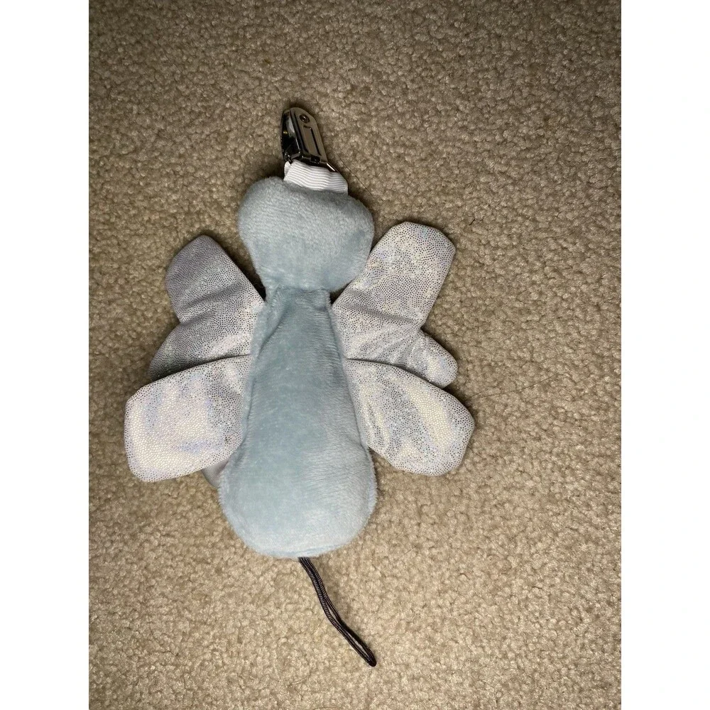 Walmart Blue Plush Butterfly Pacifier Clip Glitter Wings